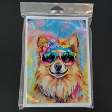 Load image into Gallery viewer, Pomeranian Hippie Dawg Greeting Cards - Blank Note Cards – 8-Pack of Artist-Designed Cards with Envelopes