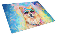 Load image into Gallery viewer, Pomeranian Hippie Dawg Glass Cutting Boards – Durable, Decorative Kitchen Art Large