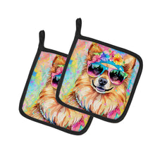 Load image into Gallery viewer, Pomeranian Hippie Dawg Pot Holders - Set of 2 Decorative Kitchen Helpers | Made in the USA