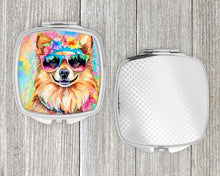 Load image into Gallery viewer, Pomeranian Hippie Dawg Compact Mirror – Stylish Purse Mirror with Artistic Covers