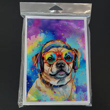 Load image into Gallery viewer, Pug Hippie Dawg Greeting Cards - Blank Note Cards – 8-Pack of Artist-Designed Cards with Envelopes