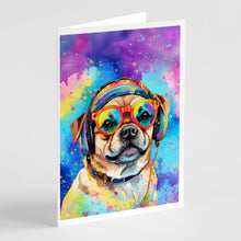 Load image into Gallery viewer, Pug Hippie Dawg Greeting Cards - Blank Note Cards – 8-Pack of Artist-Designed Cards with Envelopes