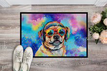 Load image into Gallery viewer, Pug Hippie Dawg Doormat - 24x36 Decorative Floor Mat – Indoor/Outdoor Rug with Artistic Flair