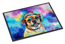 Load image into Gallery viewer, Pug Hippie Dawg Doormat - 24x36 Decorative Floor Mat – Indoor/Outdoor Rug with Artistic Flair