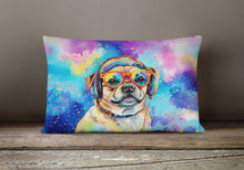 Load image into Gallery viewer, Pug Hippie Dawg Fabric Decorative Pillow