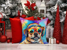 Load image into Gallery viewer, Pug Hippie Dawg Throw Pillow - 14x14 Decorative Pillow – Art for Your Home &amp; Patio