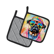 Load image into Gallery viewer, Pug Hippie Dawg Pot Holders - Set of 2 Decorative Kitchen Helpers | Made in the USA