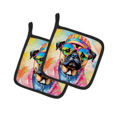 Load image into Gallery viewer, Pug Hippie Dawg Pot Holders - Set of 2 Decorative Kitchen Helpers | Made in the USA