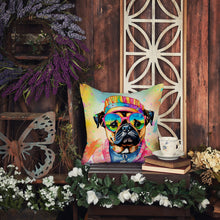 Load image into Gallery viewer, Pug Hippie Dawg Throw Pillow - 14x14 Decorative Pillow – Art for Your Home &amp; Patio
