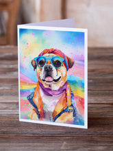 Load image into Gallery viewer, Pug Hippie Dawg Greeting Cards - Blank Note Cards – 8-Pack of Artist-Designed Cards with Envelopes