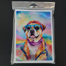 Load image into Gallery viewer, Pug Hippie Dawg Greeting Cards - Blank Note Cards – 8-Pack of Artist-Designed Cards with Envelopes