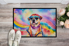 Load image into Gallery viewer, Pug Hippie Dawg Doormat - 24x36 Decorative Floor Mat – Indoor/Outdoor Rug with Artistic Flair