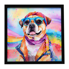 Load image into Gallery viewer, Pug Hippie Dawg Framed Metal Print