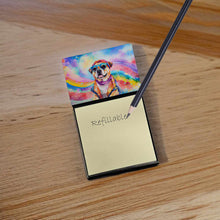 Load image into Gallery viewer, Pug Hippie Dawg Sticky Note Holder- Refiilable Desk Accessory Note Pad