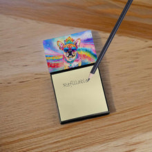 Load image into Gallery viewer, Pug Hippie Dawg Sticky Note Holder- Refiilable Desk Accessory Note Pad