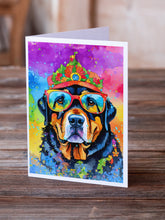 Load image into Gallery viewer, Rottweiler Hippie Dawg Greeting Cards - Blank Note Cards – 8-Pack of Artist-Designed Cards with Envelopes