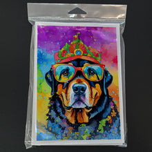 Load image into Gallery viewer, Rottweiler Hippie Dawg Greeting Cards - Blank Note Cards – 8-Pack of Artist-Designed Cards with Envelopes
