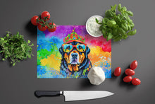 Load image into Gallery viewer, Rottweiler Hippie Dawg Glass Cutting Boards – Durable, Decorative Kitchen Art Large