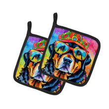 Load image into Gallery viewer, Rottweiler Hippie Dawg Pot Holders - Set of 2 Decorative Kitchen Helpers | Made in the USA