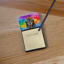 Load image into Gallery viewer, Rottweiler Hippie Dawg Sticky Note Holder- Refiilable Desk Accessory Note Pad