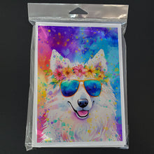 Load image into Gallery viewer, Samoyed Hippie Dawg Greeting Cards - Blank Note Cards – 8-Pack of Artist-Designed Cards with Envelopes