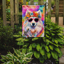 Load image into Gallery viewer, Samoyed Hippie Dawg Garden Flag – Retro Dog with Sunglasses &amp; Multicolored Background