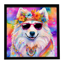 Load image into Gallery viewer, Samoyed Hippie Dawg Framed Metal Print
