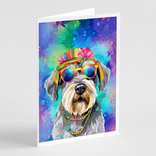 Load image into Gallery viewer, Schnauzer Hippie Dawg Greeting Cards - Blank Note Cards – 8-Pack of Artist-Designed Cards with Envelopes