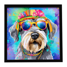 Load image into Gallery viewer, Schnauzer Hippie Dawg Framed Metal Print