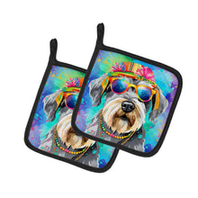 Load image into Gallery viewer, Schnauzer Hippie Dawg Pot Holders - Set of 2 Decorative Kitchen Helpers | Made in the USA
