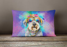 Load image into Gallery viewer, Schnauzer Hippie Dawg Fabric Decorative Pillow