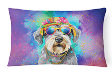 Load image into Gallery viewer, Schnauzer Hippie Dawg Fabric Decorative Pillow