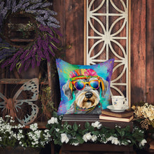 Load image into Gallery viewer, Schnauzer Hippie Dawg Fabric Decorative Pillow