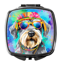 Load image into Gallery viewer, Schnauzer Hippie Dawg Compact Mirror – Stylish Purse Mirror with Artistic Covers