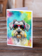 Load image into Gallery viewer, Schnauzer Hippie Dawg Greeting Cards - Blank Note Cards – 8-Pack of Artist-Designed Cards with Envelopes