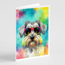 Load image into Gallery viewer, Schnauzer Hippie Dawg Greeting Cards - Blank Note Cards – 8-Pack of Artist-Designed Cards with Envelopes