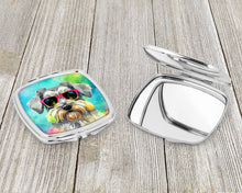 Load image into Gallery viewer, Schnauzer Hippie Dawg Compact Mirror – Stylish Purse Mirror with Artistic Covers