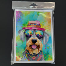 Load image into Gallery viewer, Schnauzer Hippie Dawg Greeting Cards - Blank Note Cards – 8-Pack of Artist-Designed Cards with Envelopes