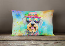 Load image into Gallery viewer, Schnauzer Hippie Dawg Fabric Decorative Pillow