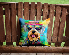 Load image into Gallery viewer, Schnauzer Hippie Dawg Throw Pillow - 14x14 Decorative Pillow – Art for Your Home &amp; Patio