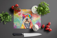Load image into Gallery viewer, Schnauzer Hippie Dawg Glass Cutting Boards – Durable, Decorative Kitchen Art Large
