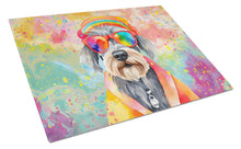 Load image into Gallery viewer, Schnauzer Hippie Dawg Glass Cutting Boards – Durable, Decorative Kitchen Art Large