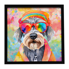 Load image into Gallery viewer, Schnauzer Hippie Dawg Framed Metal Print