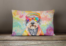 Load image into Gallery viewer, Schnauzer Hippie Dawg Fabric Decorative Pillow