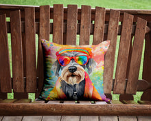 Load image into Gallery viewer, Schnauzer Hippie Dawg Throw Pillow - 14x14 Decorative Pillow – Art for Your Home &amp; Patio