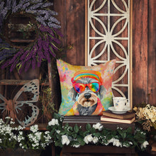 Load image into Gallery viewer, Schnauzer Hippie Dawg Fabric Decorative Pillow