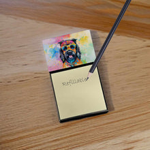 Load image into Gallery viewer, Scottish Terrier Hippie Dawg Sticky Note Holder- Refiilable Desk Accessory Note Pad
