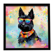 Load image into Gallery viewer, Scottish Terrier Hippie Dawg Framed Metal Print