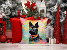 Load image into Gallery viewer, Scottish Terrier Hippie Dawg Throw Pillow - 14x14 Decorative Pillow – Art for Your Home &amp; Patio