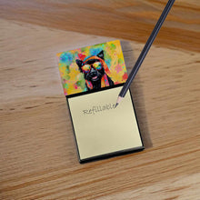 Load image into Gallery viewer, Scottish Terrier Hippie Dawg Sticky Note Holder- Refiilable Desk Accessory Note Pad